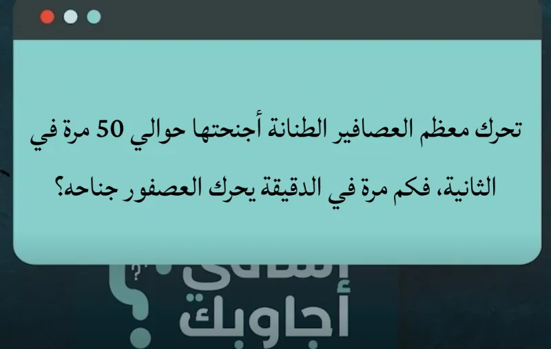 تحرك معظم العصافير الطنانة أجنحتها حوالي 50 مرة في الثانية، فكم مرة في الدقيقة يحرك العصفور جناحه؟
